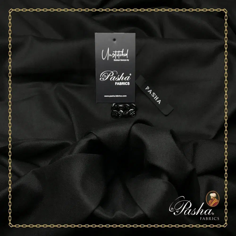 Pasha Fabrics Unstitched Men Suit - Black