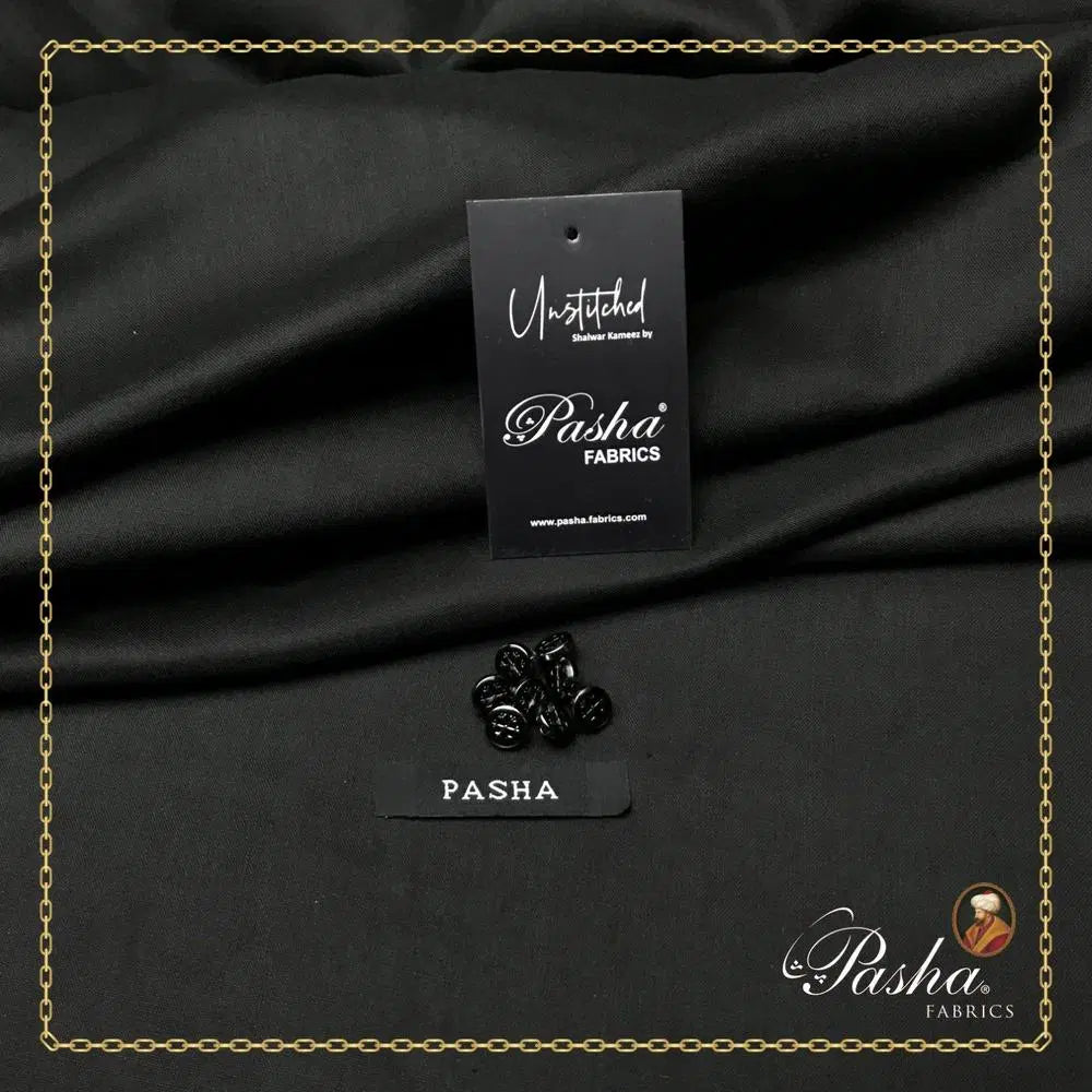 Pasha Fabrics Unstitched Men Suit - Black