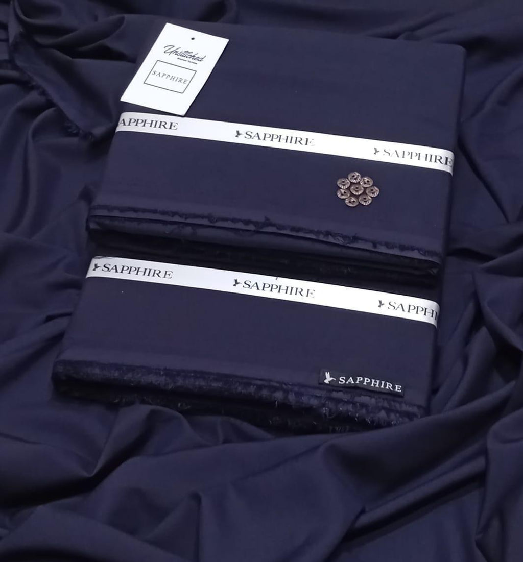 Sapphire Unstitched Men Suit - Blue